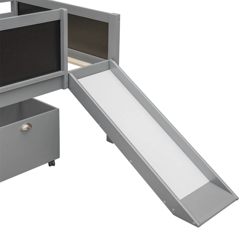 Merax Twin size Loft Bed Wood Bed with Two Storage Boxes