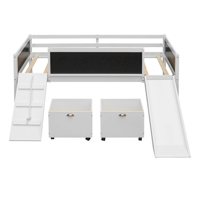 Merax Twin size Loft Bed Wood Bed with Two Storage Boxes