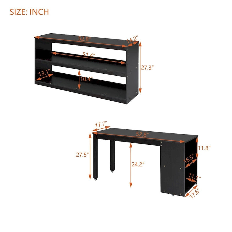 Full Size Solid Wood Loft Bed with Retractable Desk, Storage Stairs, Storage Drawers, and Shelves