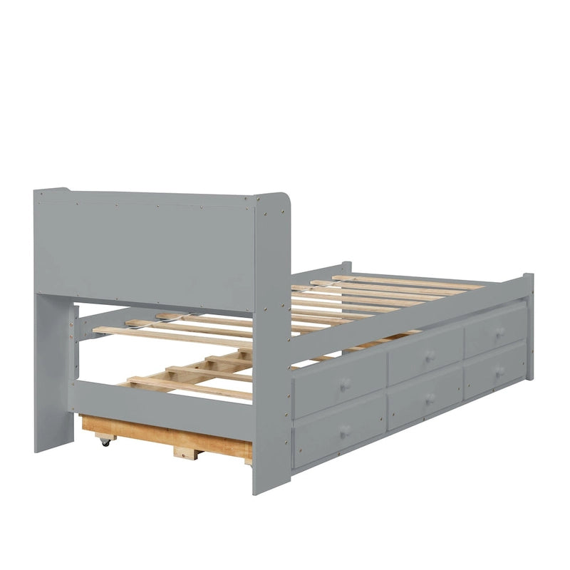 Twin Bed with Twin Trundle,Drawers
