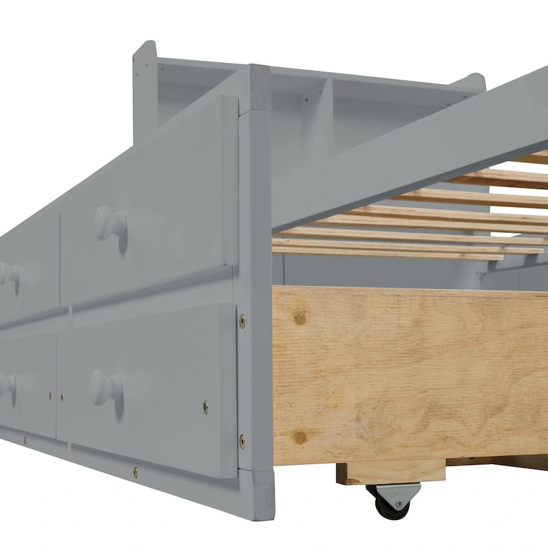 Twin Bed with Twin Trundle,Drawers