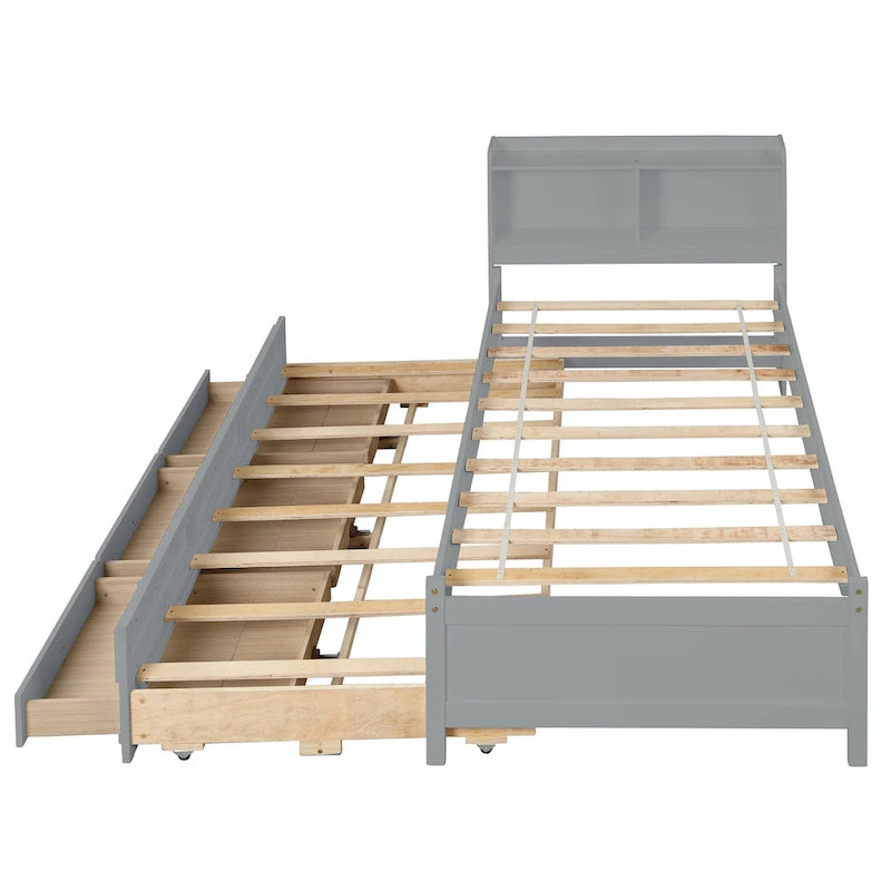 Twin Bed with Twin Trundle,Drawers