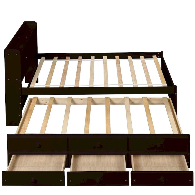 Twin Bed with Twin Trundle,Drawers