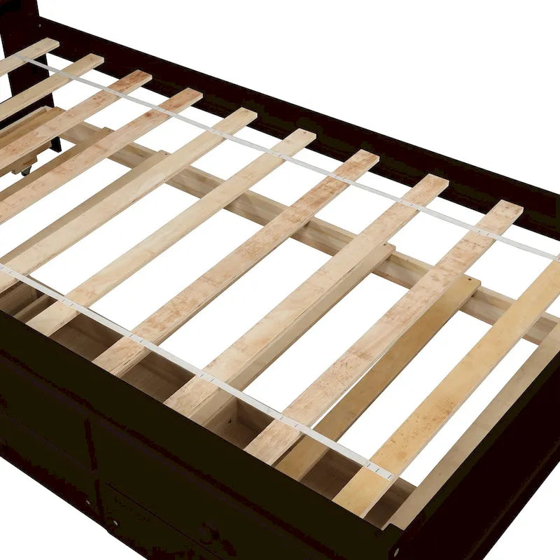 Twin Bed with Twin Trundle,Drawers