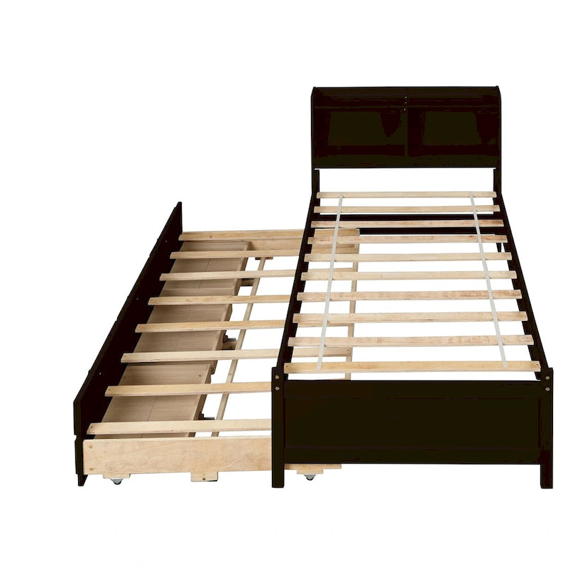 Twin Bed with Twin Trundle,Drawers
