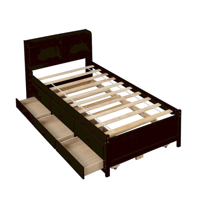 Twin Bed with Twin Trundle,Drawers