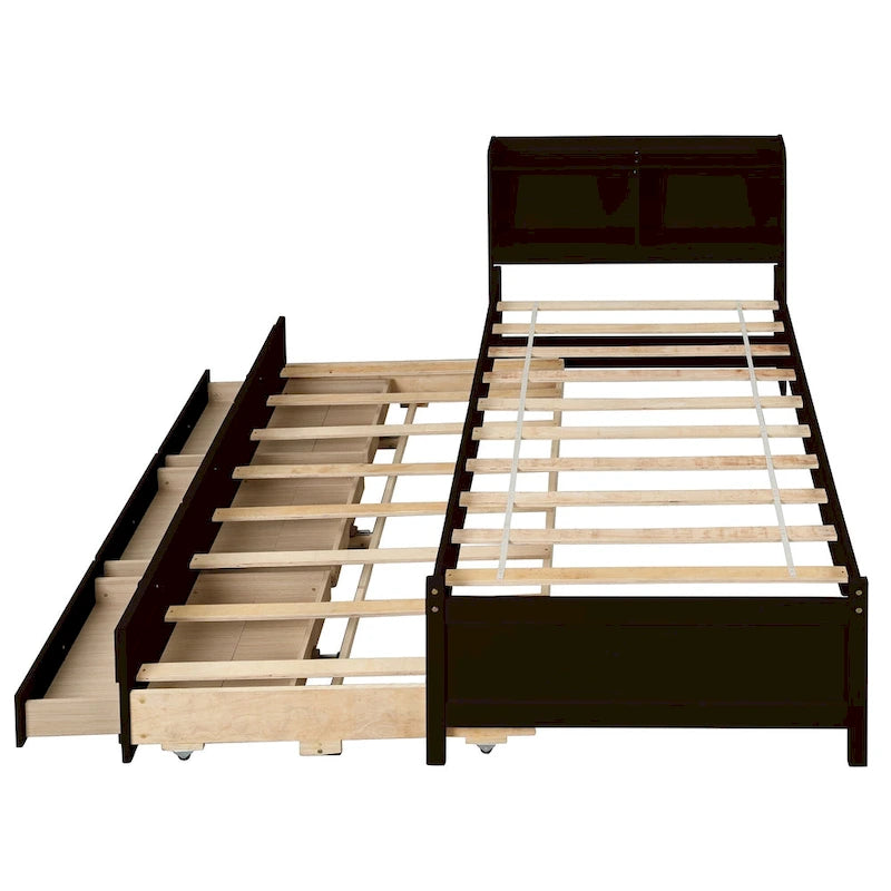 Twin Bed with Twin Trundle,Drawers