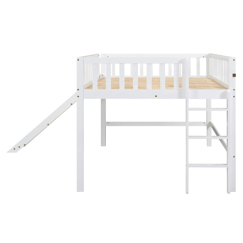 Low Loft Bed with Ladder and Slide