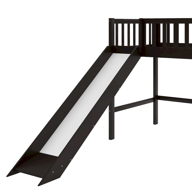 Low Loft Bed with Ladder and Slide