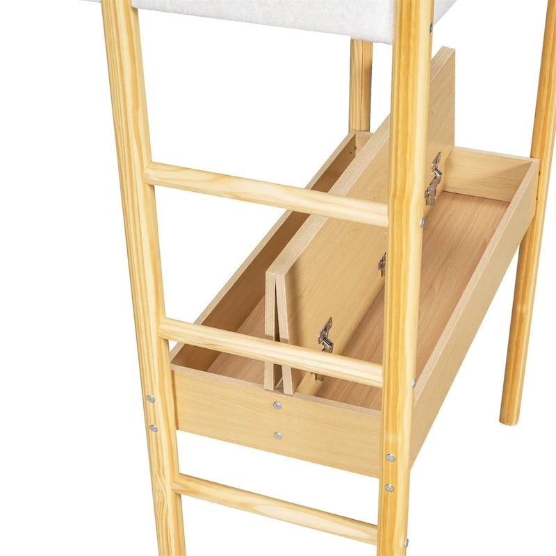 Merax Teddy Fleece Loft Bed with Drawers and Desk