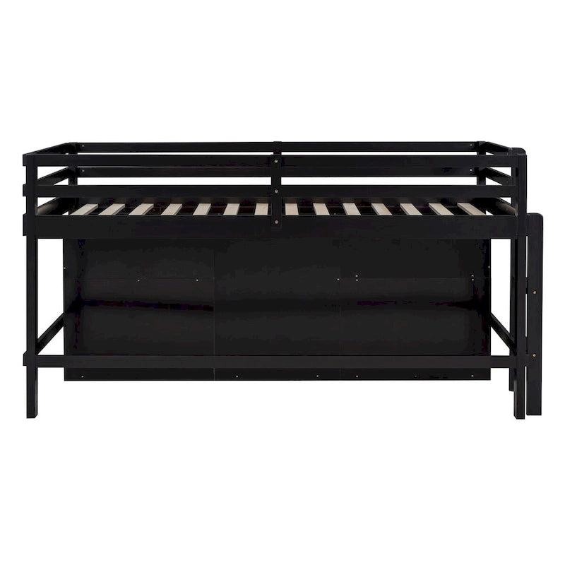 Nestfair Twin Size Loft Bed with 4 Drawers, Underneath Cabinet and Shelves