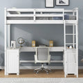 Twin Size Loft Bed with U-shaped Desk, Cabinet and Storage Shelves