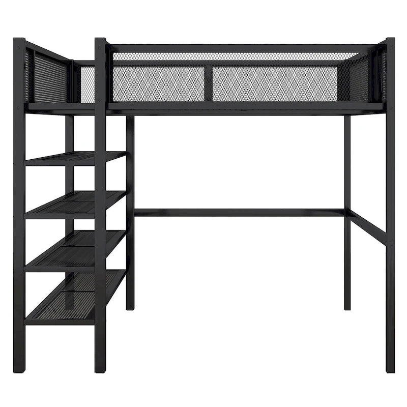 Full Loft Bed with Four Shelves