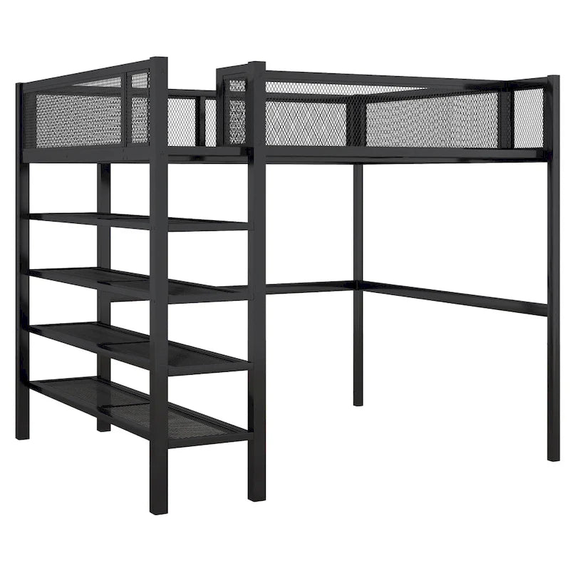 Full Loft Bed with Four Shelves