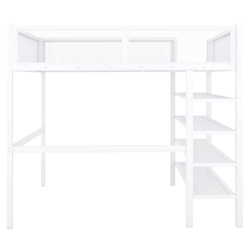 Full Loft Bed with Four Shelves
