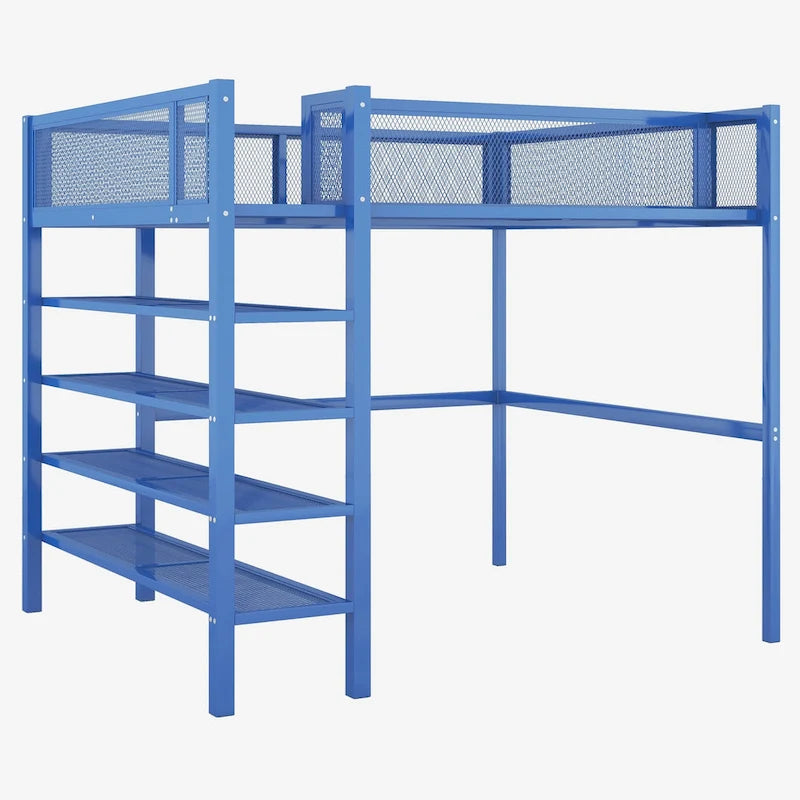Full Loft Bed with Four Shelves