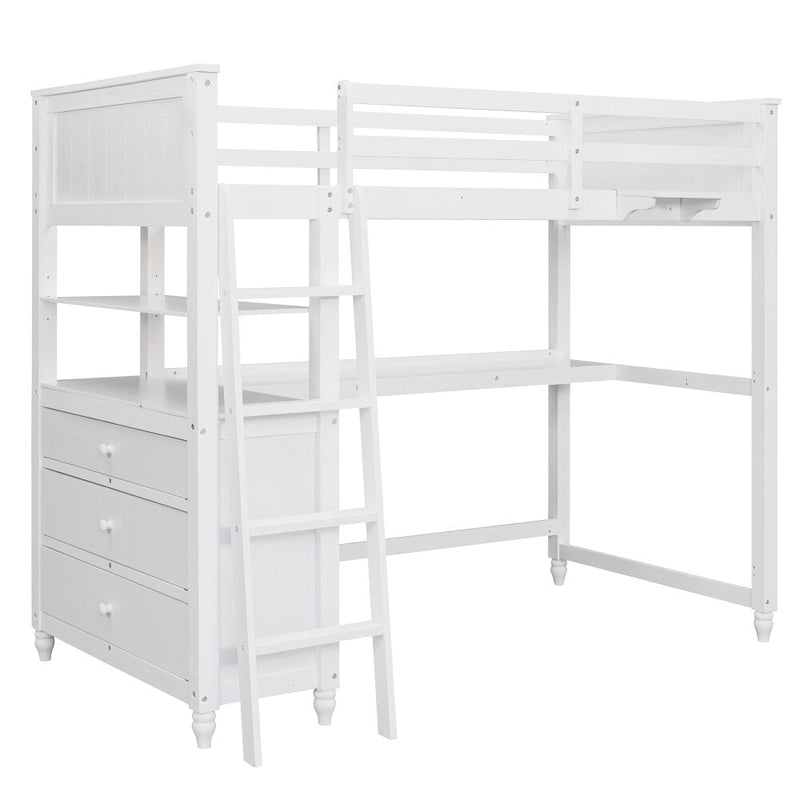 Twin Size Loft Bed with Drawers and Desk