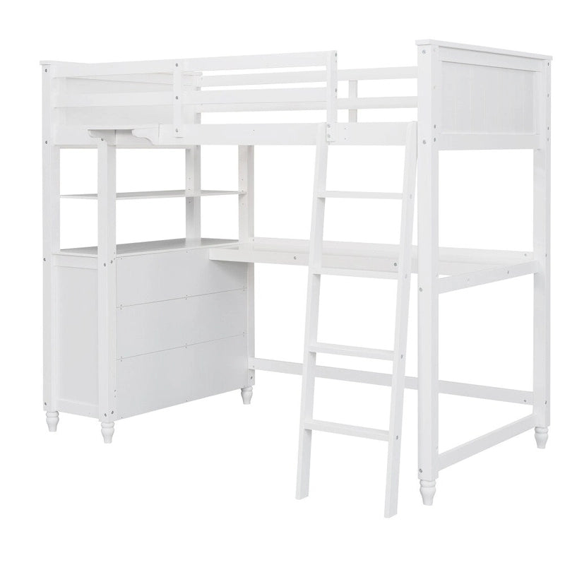 Twin Size Loft Bed with Drawers and Desk