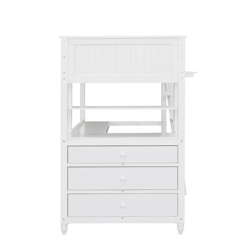 Twin Size Loft Bed with Drawers and Desk