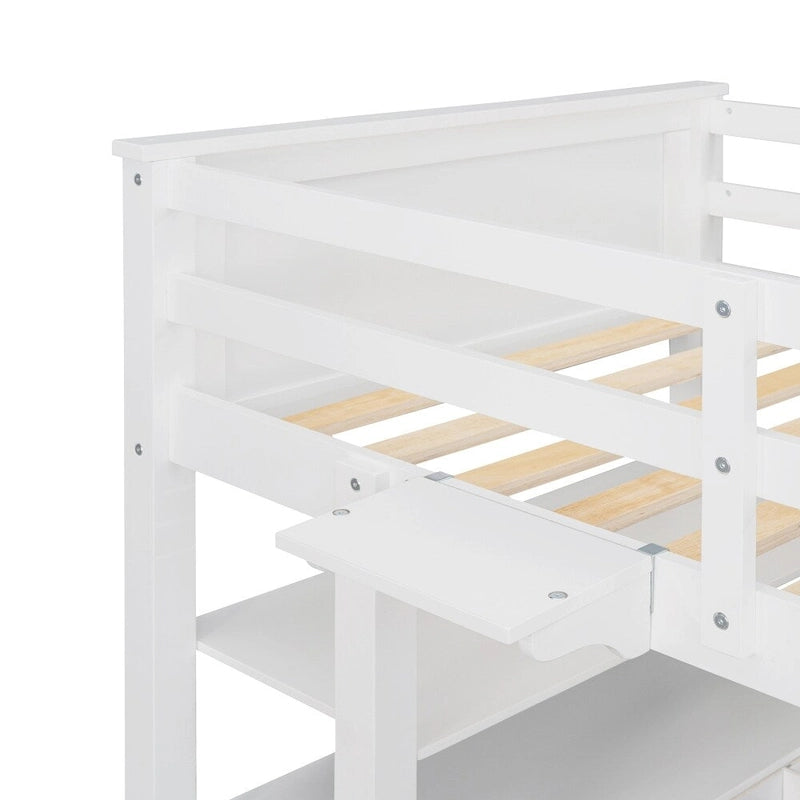 Twin Size Loft Bed with Drawers and Desk