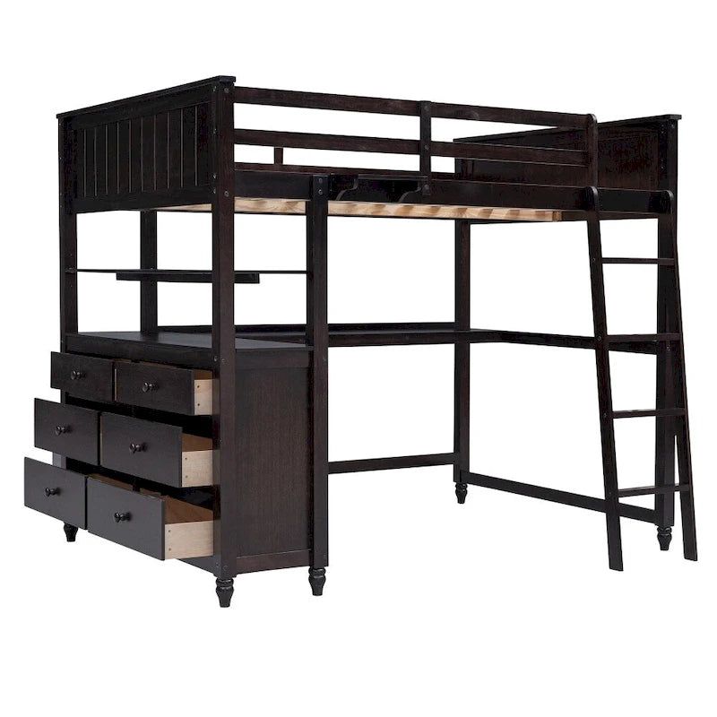 Twin Size Loft Bed with Drawers and Desk