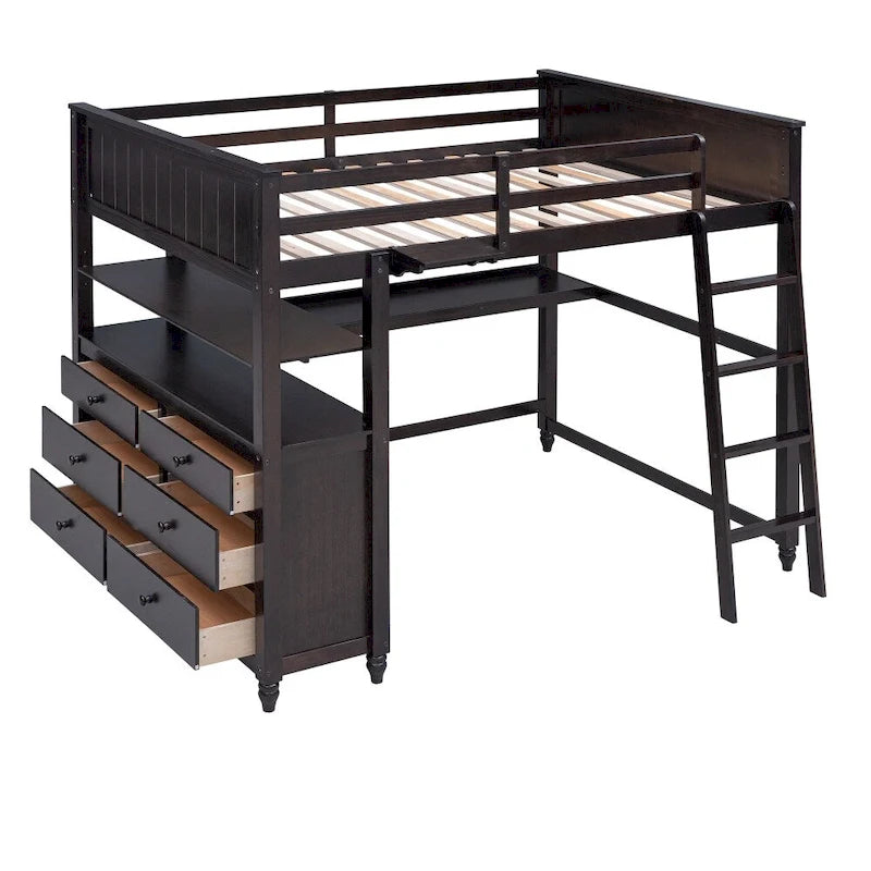Twin Size Loft Bed with Drawers and Desk