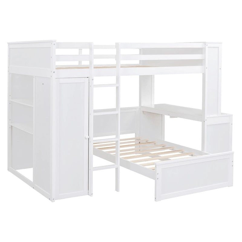 Loft Bed with a Stand-alone bed, Shelves, Desk and Wardrobe