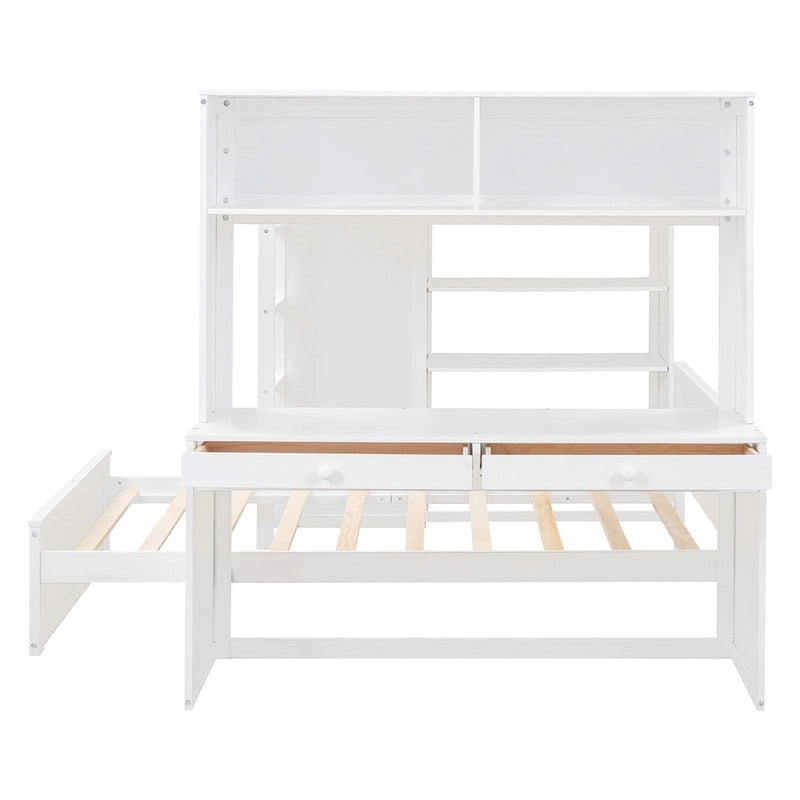 Loft Bed with a Stand-alone bed, Shelves, Desk and Wardrobe