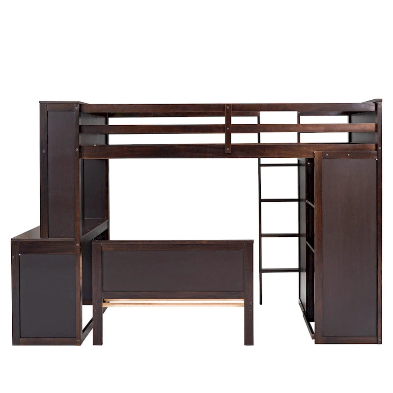 Loft Bed with a Stand-alone bed, Shelves, Desk and Wardrobe