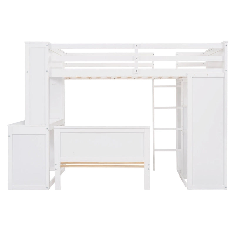 Loft Bed with a Stand-alone bed, Shelves, Desk and Wardrobe