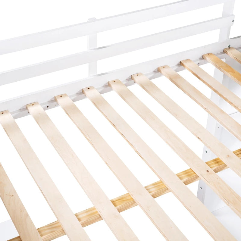 Loft Bed with Ladder, Shelves and Desk