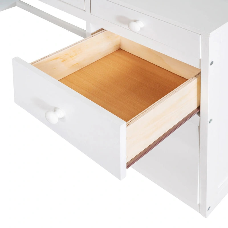 Loft Bed with Ladder, Shelves and Desk
