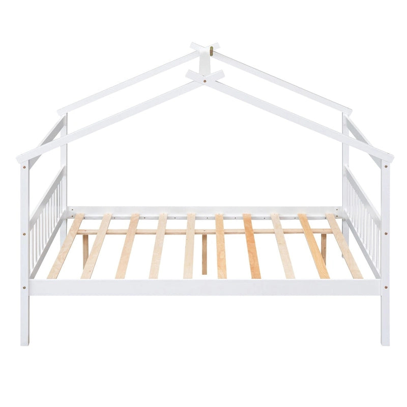 Wooden Full House Day Bed with Trundle