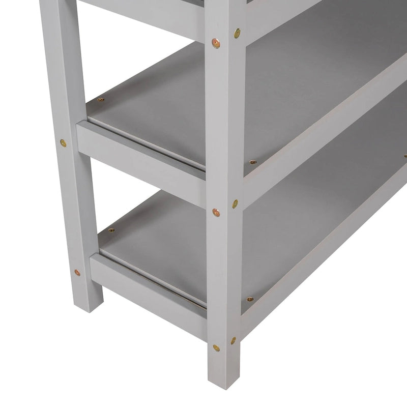 Loft Bed with Storage Shelves and Under-Bed Desk