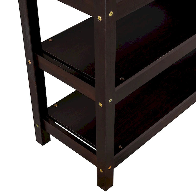 Loft Bed with Storage Shelves and Under-Bed Desk