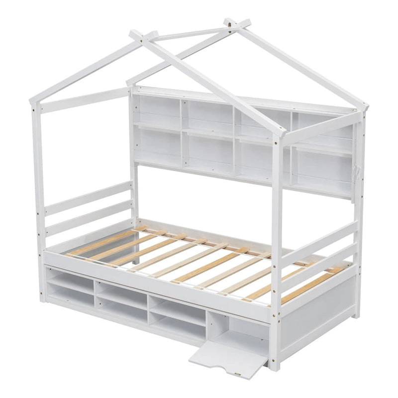QQ Twin House Bed with Roof Frame