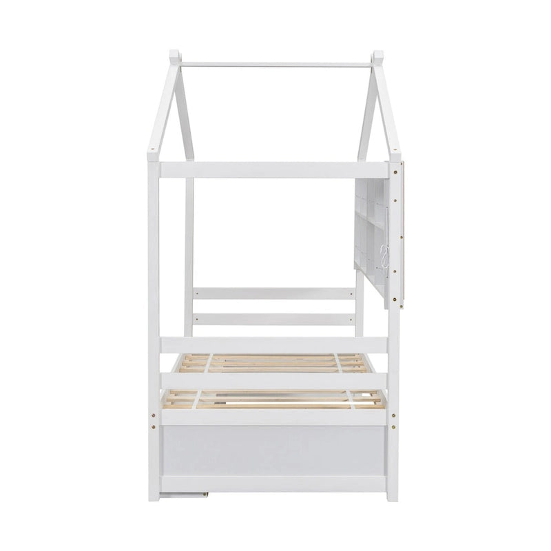 QQ Twin House Bed with Roof Frame