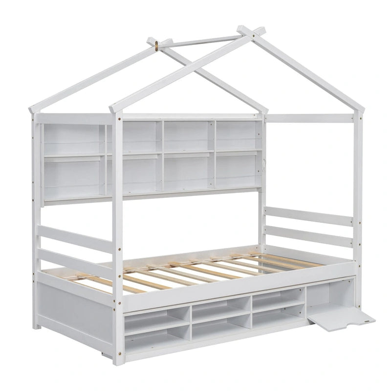 QQ Twin House Bed with Roof Frame