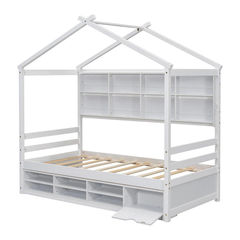 QQ Twin House Bed with Roof Frame