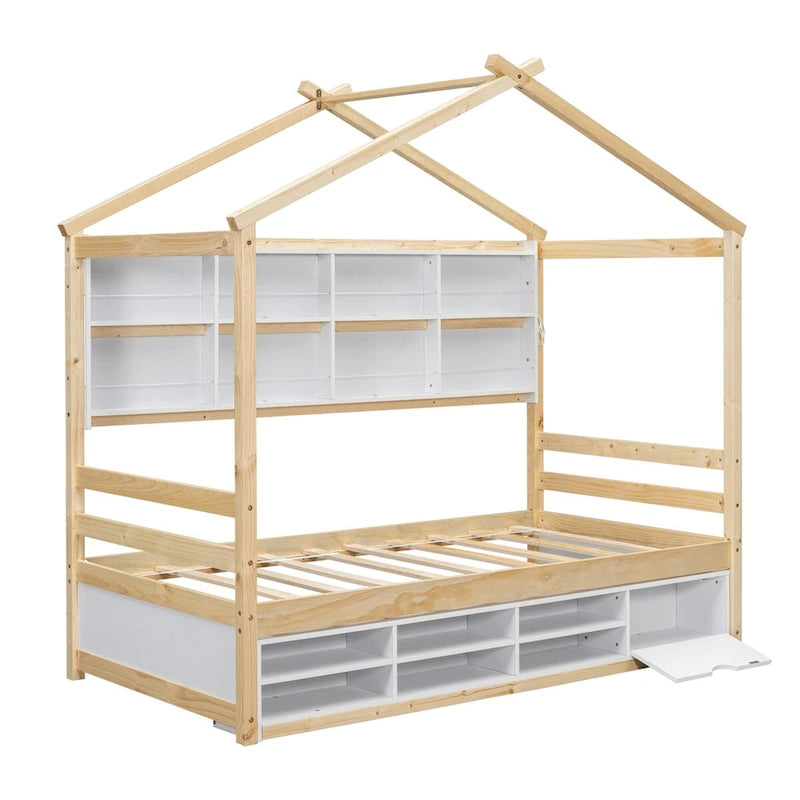 QQ Twin House Bed with Roof Frame
