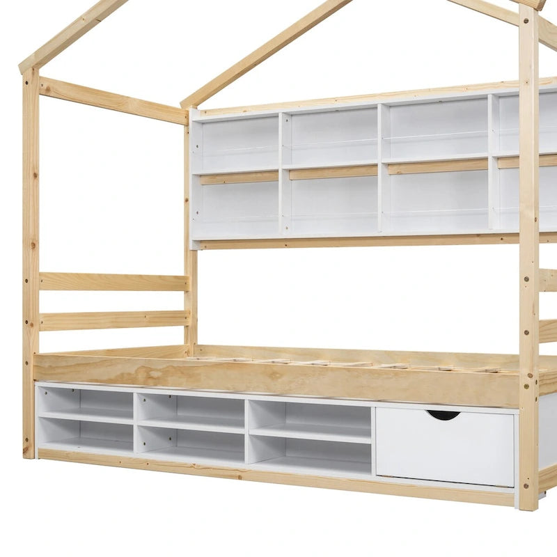 QQ Twin House Bed with Roof Frame