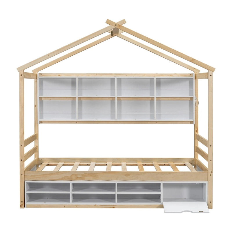 QQ Twin House Bed with Roof Frame