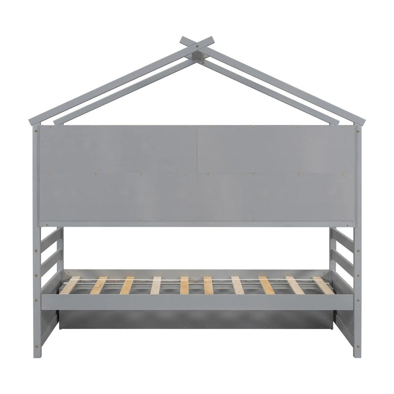 QQ Twin House Bed with Roof Frame