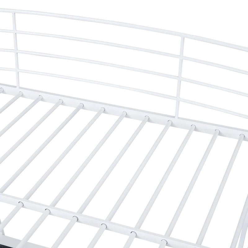 Twin Size Loft Bed with 4 Layers of Shelves and L-shaped Desk, with a set of Sockets, USB Ports and and Wireless Charging