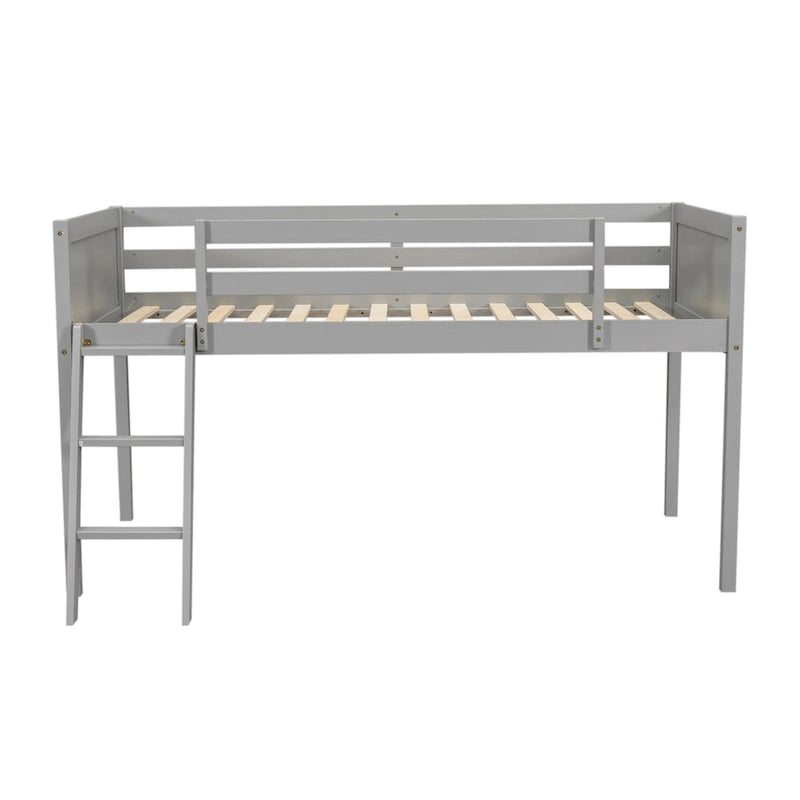 Twin Size Wood Low Loft Bed with Ladder