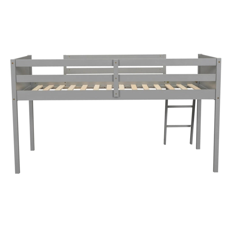 Twin Size Wood Low Loft Bed with Ladder