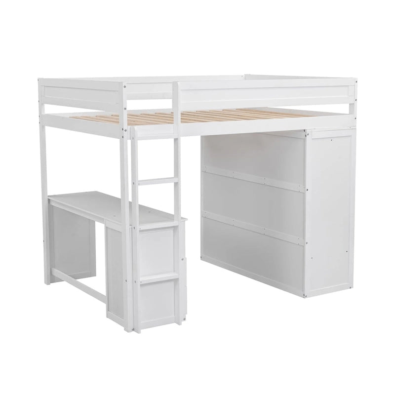 Wood with Wardrobes and 2-Drawer Desk with Cabinet
