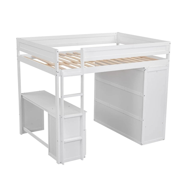 Wood with Wardrobes and 2-Drawer Desk with Cabinet