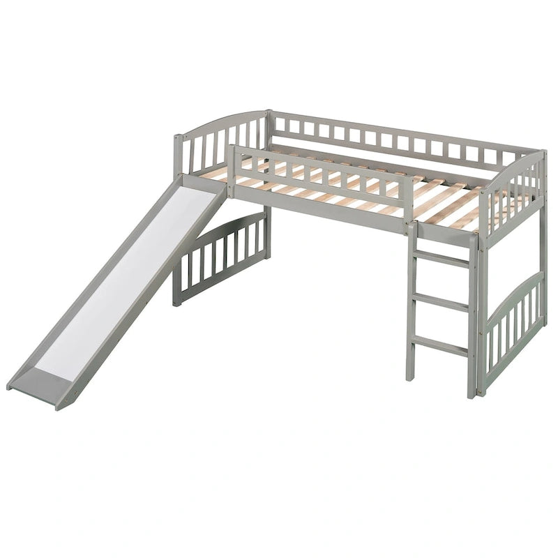 Twin Size Loft Bed with Slide and Ladder