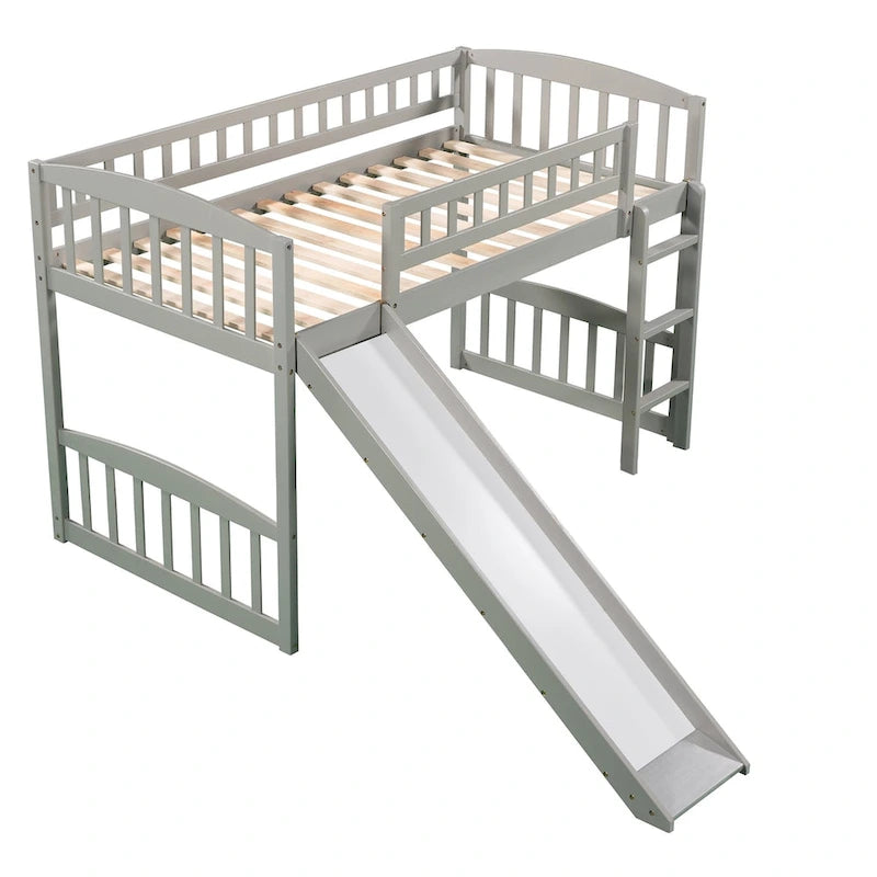 Twin Size Loft Bed with Slide and Ladder